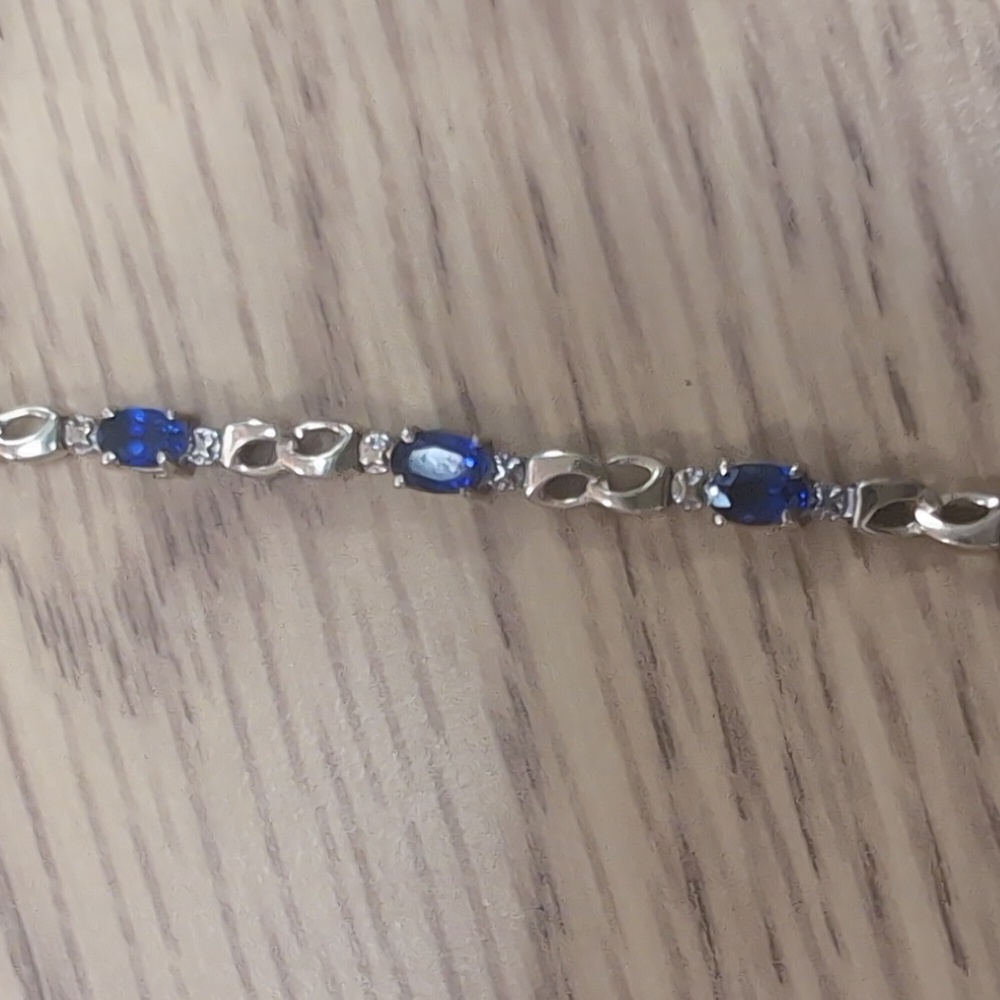Genuine Sapphire and 14 K Gold Bracelet with Lobster Claw Clasp.